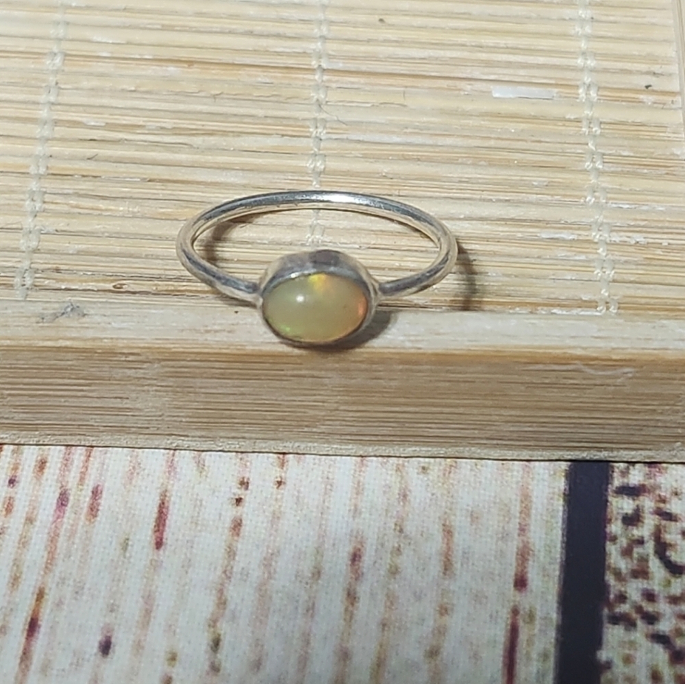 Handmade 925 Sterling Silver Ethiopian Opal Ring Sz 5.75